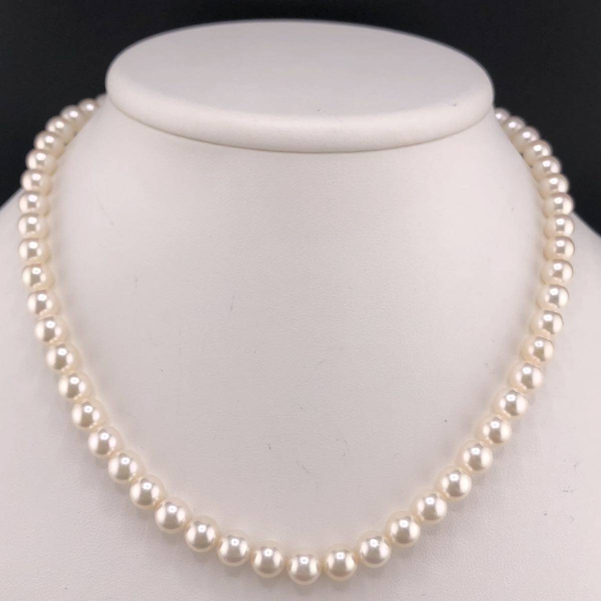E02-5123☆☆☆アコヤパールネックレス 6.5mm~7.0mm 41cm 30g ( アコヤ真珠 Pearl necklace SILVER )_画像1