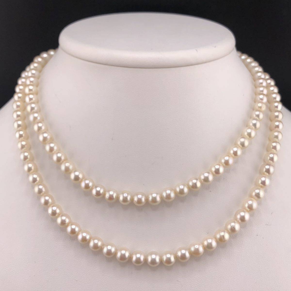 E02-5634 ☆アコヤロングパールネックレス 6.0mm~6.5mm 約82cm 50g ( アコヤ真珠 Pearl necklace SILVER )_画像1