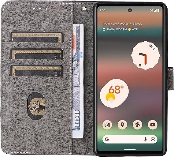 Google Pixel 6a ケース 手帳型 カバー 財布型 高級PUレザー カード収納スタント機能/耐衝撃/耐摩擦/全面保護/_画像3