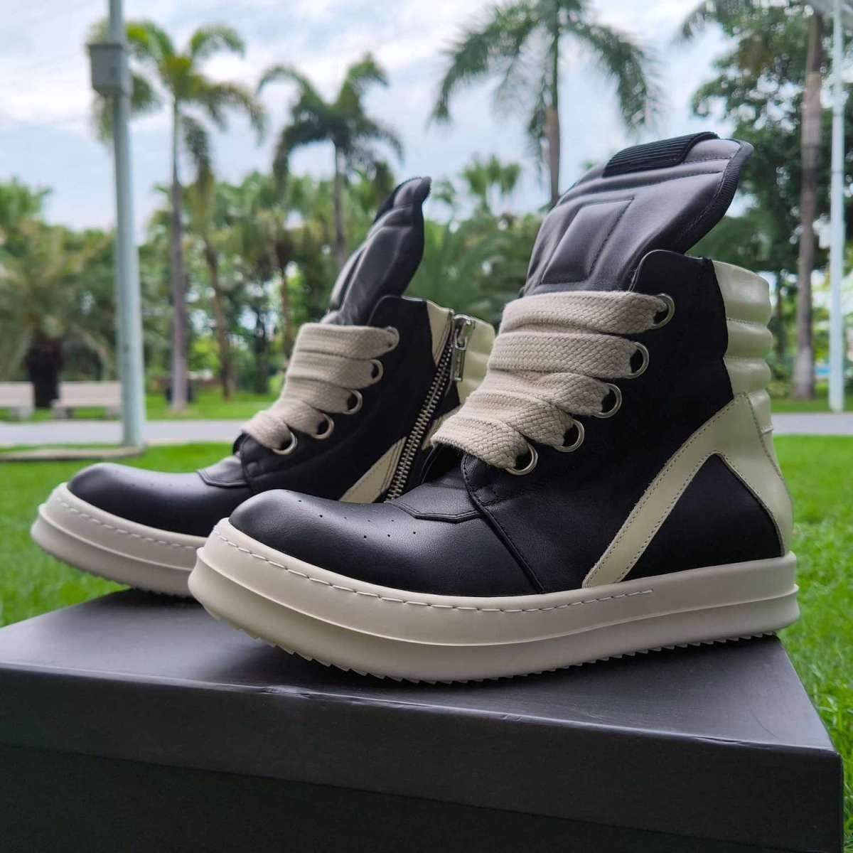 Rick Owens GEOBASKET風 ハイカットスニーカー ダークシャドウ ジオ