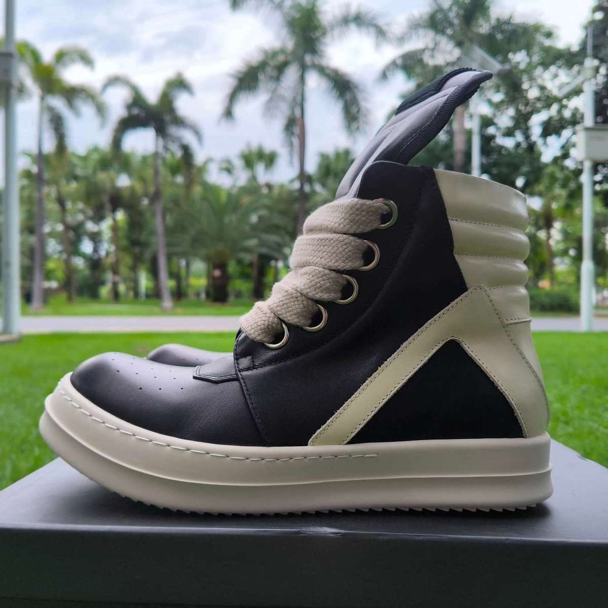 Rick Owens GEOBASKET風 ハイカットスニーカー ダークシャドウ ジオ