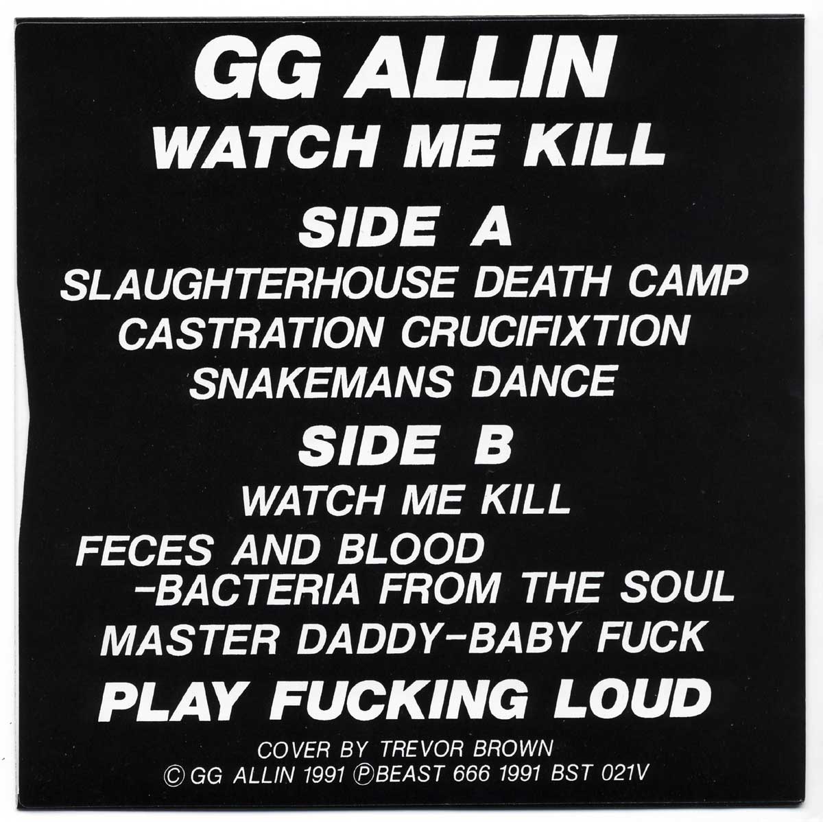 GG Allin/GG アレン/GG アリン - Watch Me Kill 日本盤 7inch EP パンク スカム ハードコア ANTiSEEN GISM Dwarves Ramones 残り7枚_画像2