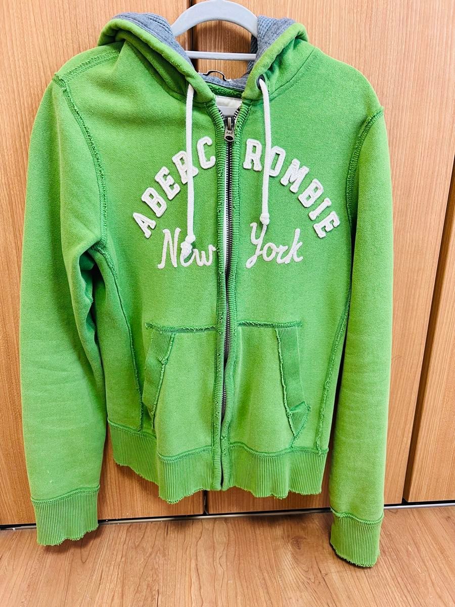 Abercrombie& Fitch アバクロ パーカー  古着　裏起毛　 ジップアップ　ヴィンテージ　加工　現地　買い　