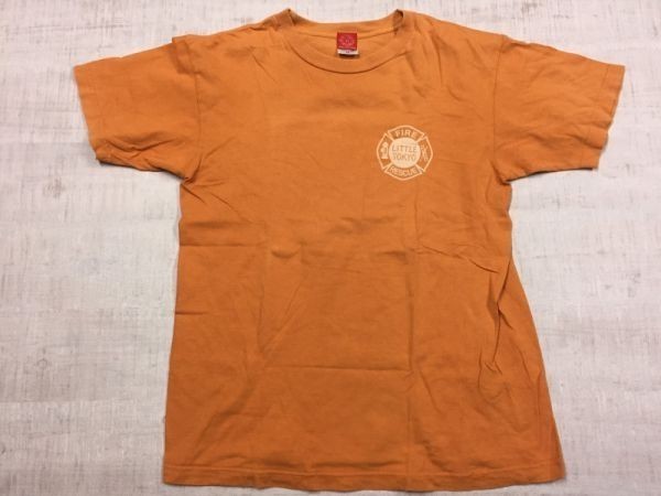 FIRE FIGHTERS RESCUE SQUAD レスキュースクワッド アメカジ 半袖Tシャツ カットソー メンズ M オレンジ_画像1