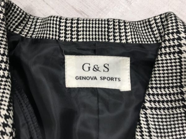 GENOVA SPORTS G&S グレンチェック レトロ モード ダブル ジャケット スカートスーツ 上下セットアップ レディース シルク10% 9A-2 白黒_画像2