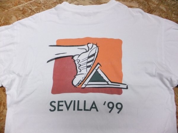 90s オールド古着 adidas アディダス メンズ スペイン セビリア IAAF 1999年 世界陸上競技選手権大会 Tシャツ 白 M メンズの画像1