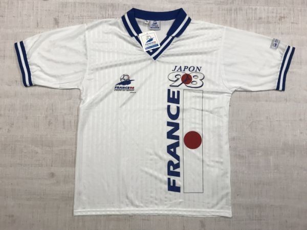 90s 新品タグ付き 1998 FIFAワールドカップ フランス大会 半袖ユニフォームTシャツ メンズ サッカー 公式グッズ S/M 白_画像1