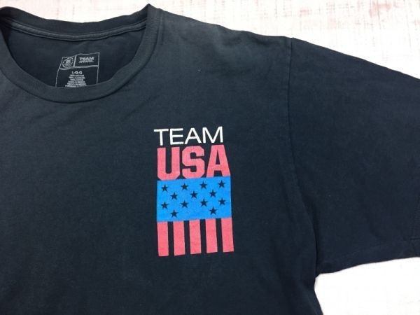 TEAM APPAREL オリンピック OLYMPIC スポーツ USA アメリカ代表 レトロ プリント 半袖Tシャツ カットソー メンズ L 黒_画像3