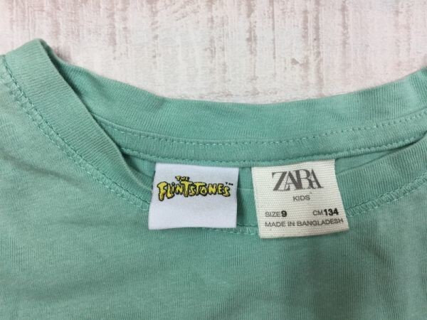 ザラ ZARA KIDS The Flintstones 原始家族フリントストーン アメコミ アニメ 半袖Tシャツ カットソー キッズ 9才 緑の画像2