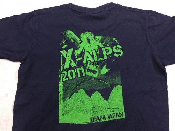エックスアルプス X-ALPS TEAM JAPAN 2011 アドベンチャーレース パラグライダー 半袖Tシャツ カットソー メンズ L 紺_画像2