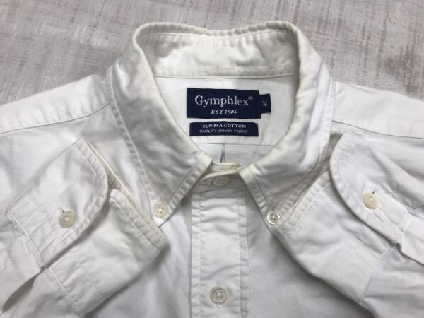 ジムフレックス GYMPHLEX レトロ トラッド オックスフォード 長袖ボタンダウンシャツ メンズ コットン100% 中厚手 M 白_画像3