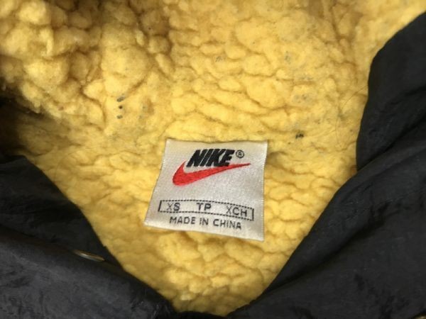  Nike NIKE Old 90s sport old clothes reverse side boa cotton inside Parker jacket bench coat child clothes Kids nylon 100% XS black 