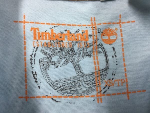 ティンバーランド Timberland ロゴプリント アメカジ ストリート 半袖Tシャツ カットソー メンズ 小さいサイズ XS 水色_画像2