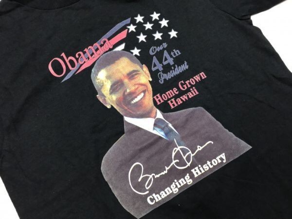 バラクオバマ Barack Obama 半袖フォトTシャツ アンビル anvil 大統領 ポートレート アメリカ オールド アメカジ メンズ S 黒_画像3