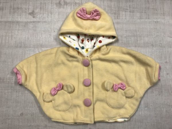  baby head office Disney Baby Minnie Disney minnie child clothes Kids baby clothes button Parker poncho polyester 100% 80 cream color 