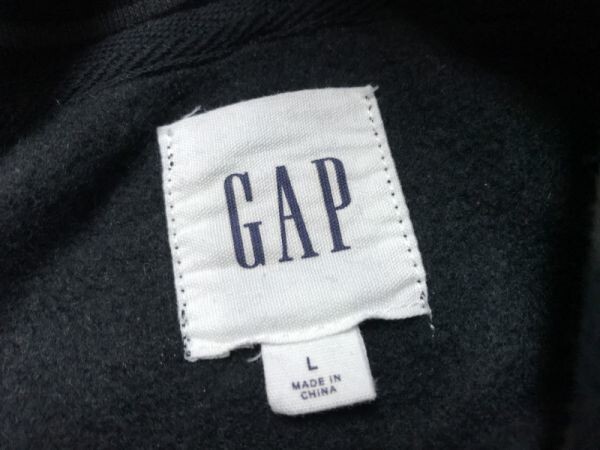 ギャップ GAP アメカジ ストリート オーセンティック ロゴプリント総柄 スウェットパーカー プルオーバー メンズ 裏起毛 L 黒_画像2