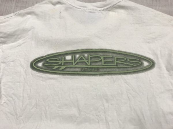 USA製 SHAPERS MAUI ハワイ サーフ・ショップ HAWAII ヘインズ Hanes製 90s ロンT 長袖Tシャツ カットソー メンズ XL 白_画像3