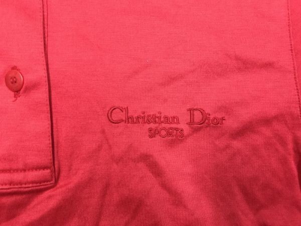 クリスチャンディオール Christian Dior SPORTS レトロ モード 古着 ゴルフ ロゴ刺繍 長袖ポロシャツ レディース S 赤_画像3
