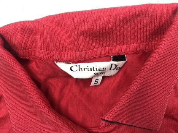 クリスチャンディオール Christian Dior SPORTS レトロ モード 古着 ゴルフ ロゴ刺繍 長袖ポロシャツ レディース S 赤_画像2