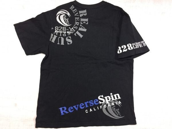 Reverse Spin CALIFORNIA アメカジ サーフ オールド レトロ Y2K 00s ラメプリント 半袖Tシャツ メンズ コットン100% XL 黒の画像3