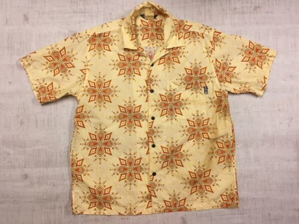  Gotcha GOTCHA American Casual Surf race ethnic neitib pattern open color . collar short sleeves aloha shirt men's M orange 