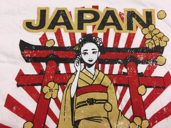 Japan Shine ジャパンシャイン 富士山 鳥居 舞妓 日本 スーベニア souvenir お土産 半袖Tシャツ メンズ L 白_画像2