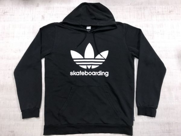 アディダス adidas skateboarding スポーツ ストリート スケートボード 古着 スウェットパーカー プルオーバー メンズ コットン混合 M 黒_画像1