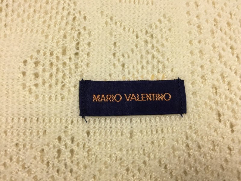 マリオヴァレンティノ MARIO VALENTINO レトロ オールド 古着小物 フリンジ 大判ストール レディース アクリル70% ウール30% 生成り_画像2