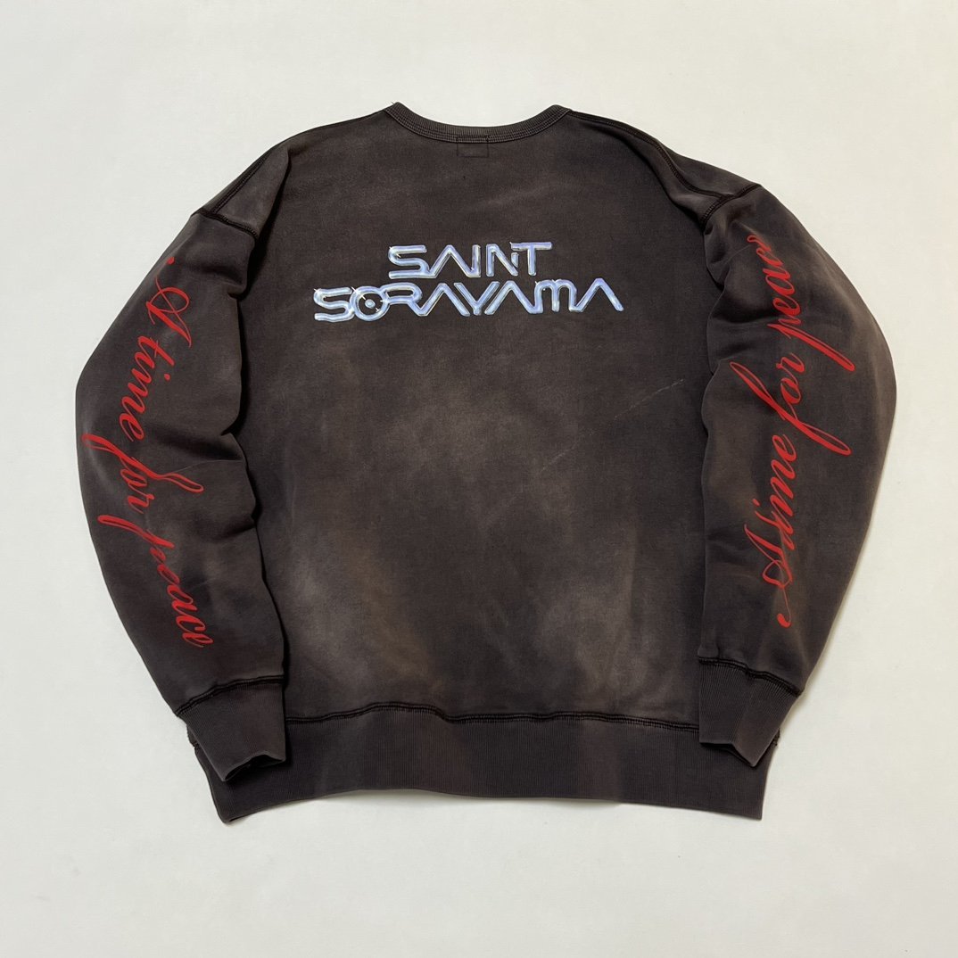 SAINT MICHAEL × SORAYAMA CREW NECK セントマイケル スウェット ブラック 中古 L JN 1_画像1