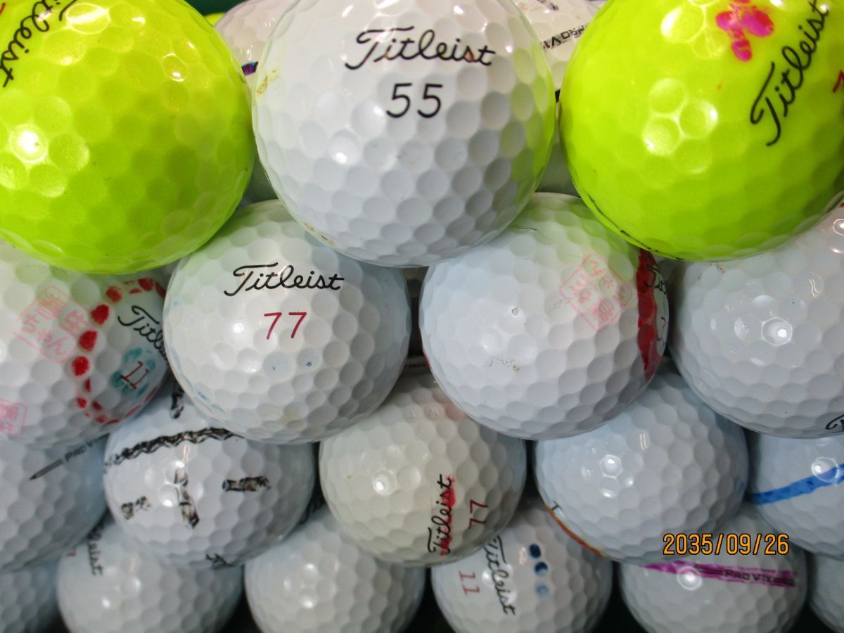 1780【特A２級】タイトリスト Titleist PROV1/PROV1X [イエロー/ホワイト] 50個_画像2