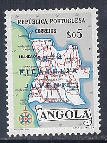 アンゴラ 1974年 #593(NH) 「青少年郵趣」加刷 / 国土地図_画像1