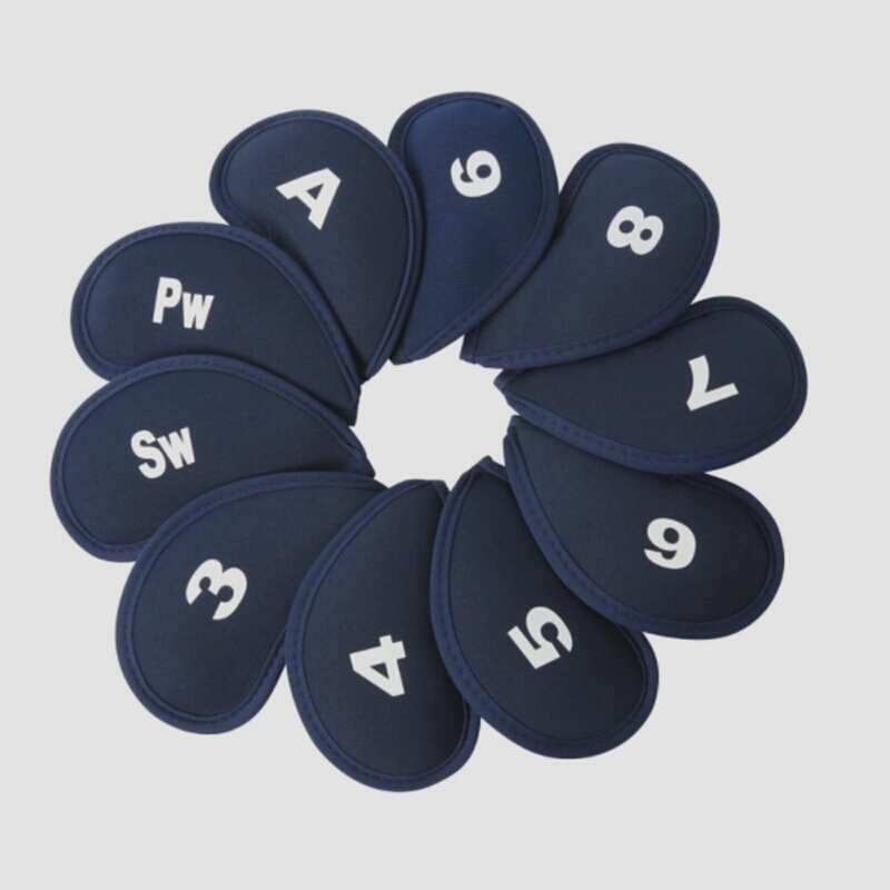 送料無料★YFFSFDC ゴルフアイアンカバー ヘッドカバー 10枚入り（3～9、A、Pw、Sw）番号 保護カバー (ブルー)_画像1