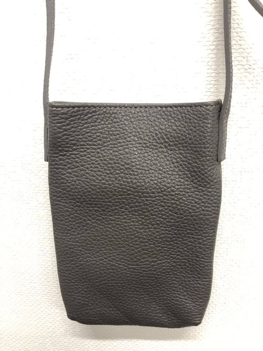 【NEIGHBORHOOD】ネイバーフッド★ショルダーバッグ LEATHER SACOCHE レザーサコッシュ 牛革 斜め掛け ポーチ 222PKNH-CG01 グレー 02_画像3