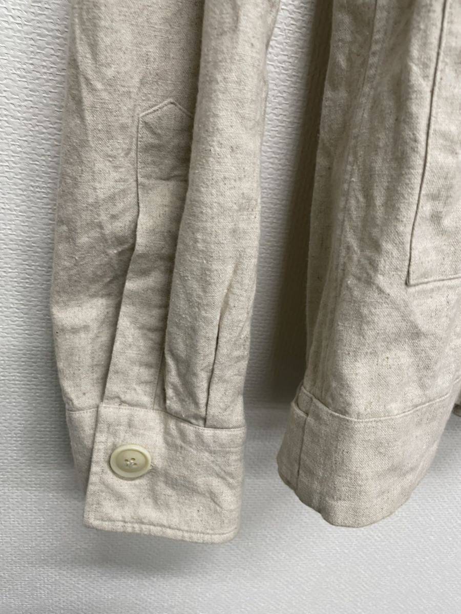 【RING JACKET】リングヂャケット★コットンリネンブルゾン シャツジャケット Oatmeal Cotton/Linen Blouson sizeM 56100S01G 02の画像5