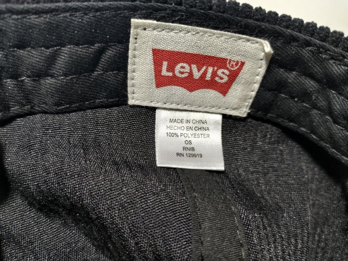 Levi’s リーバイス キャップ 帽子 CAP ブラック コーデュロイ レッドタブ FREEサイズ 薄手 美品_画像3