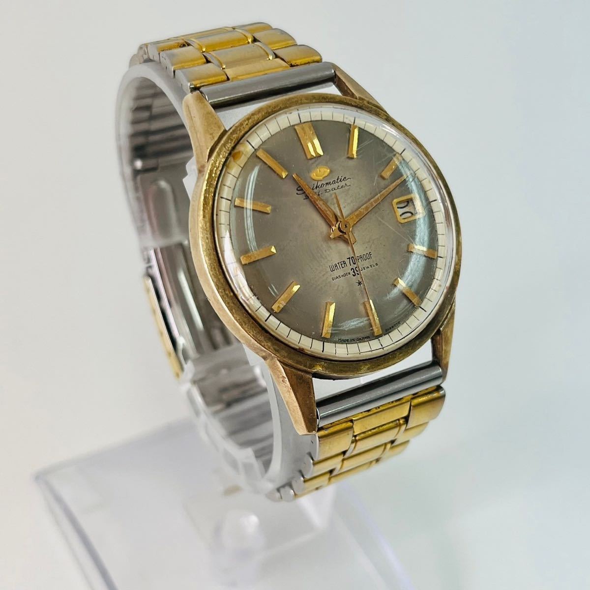 【動作品】SEIKO SEIKOMATIC セイコーマチック Self Dater J13.083セルフデーター 39石 自動巻き 裏蓋 イルカ 王冠　K0207_画像1