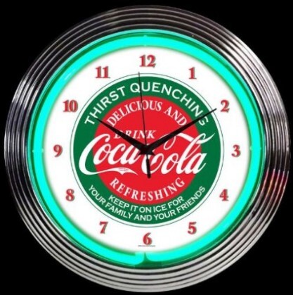 コカ・コーラ エバーグリーン ネオンクロック 壁掛時計の画像1