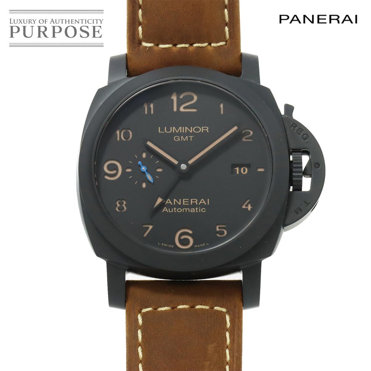 パネライ PANERAI ルミノール1950 3デイズ GMT チェラミカ PAM01441 メンズ 腕時計 デイト ブラック 文字盤 自動巻き Luminor 90221797