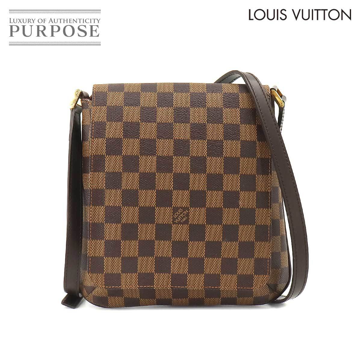 新品同様 ルイ ヴィトン LOUIS VUITTON ダミエ ミュゼット サルサ ロング ショルダー バッグ エベヌ N51300 ゴールド 金具 90217004_画像1