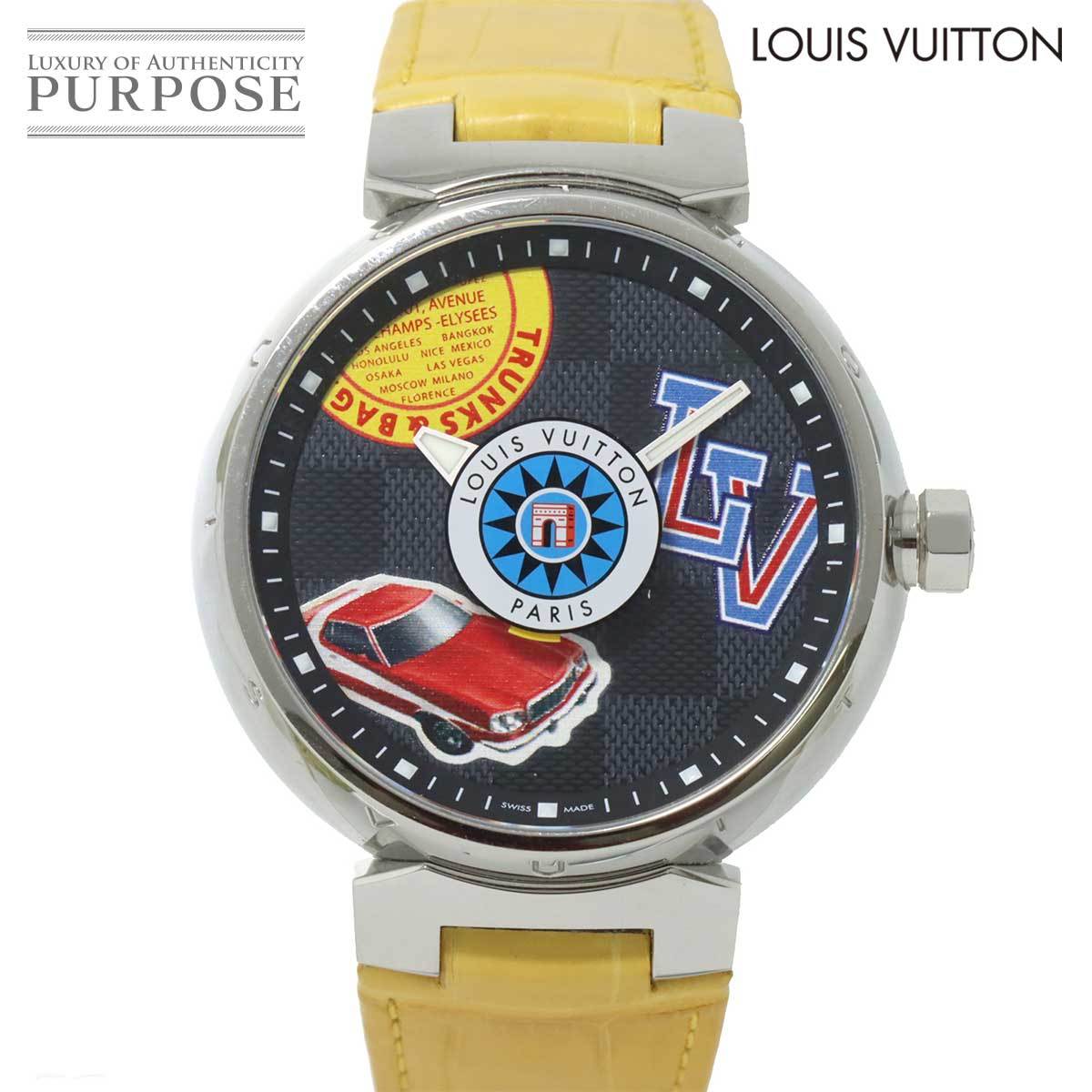 ルイ ヴィトン LOUIS VUITTON タンブール GM ワールドツアー QA063 メンズ 腕時計 ブラック 文字盤 クォーツ ウォッチ Tambour 90224602