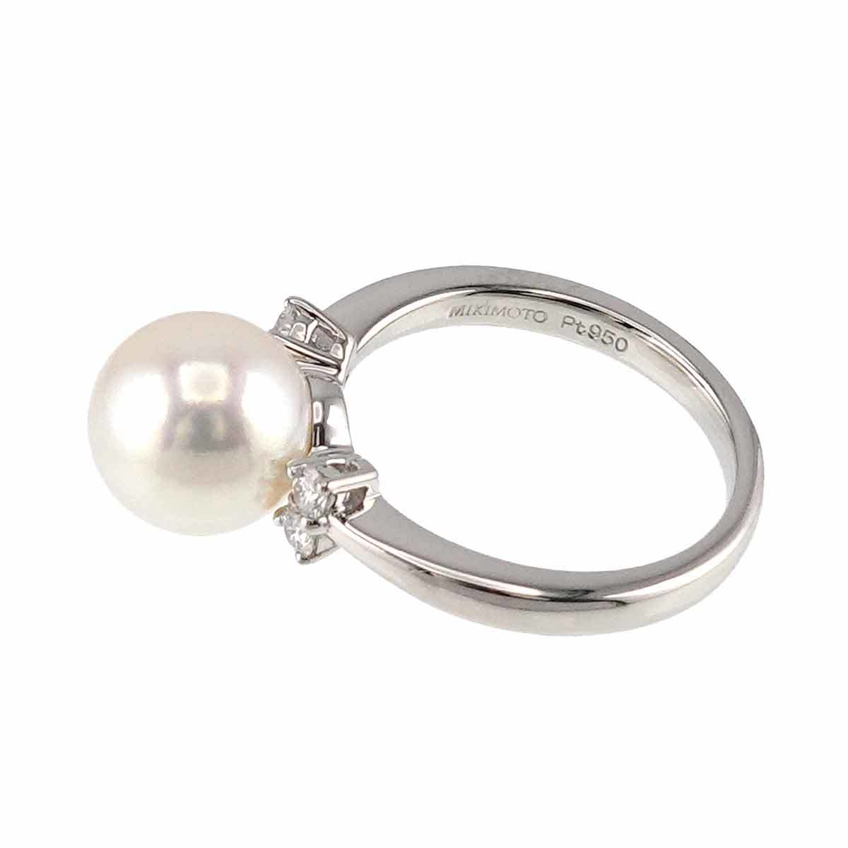 ミキモト MIKIMOTO 8号 リング アコヤ真珠 8.8mm ダイヤ Pt プラチナ パール 指輪 Akoya Pearl Ring 90216747_画像3