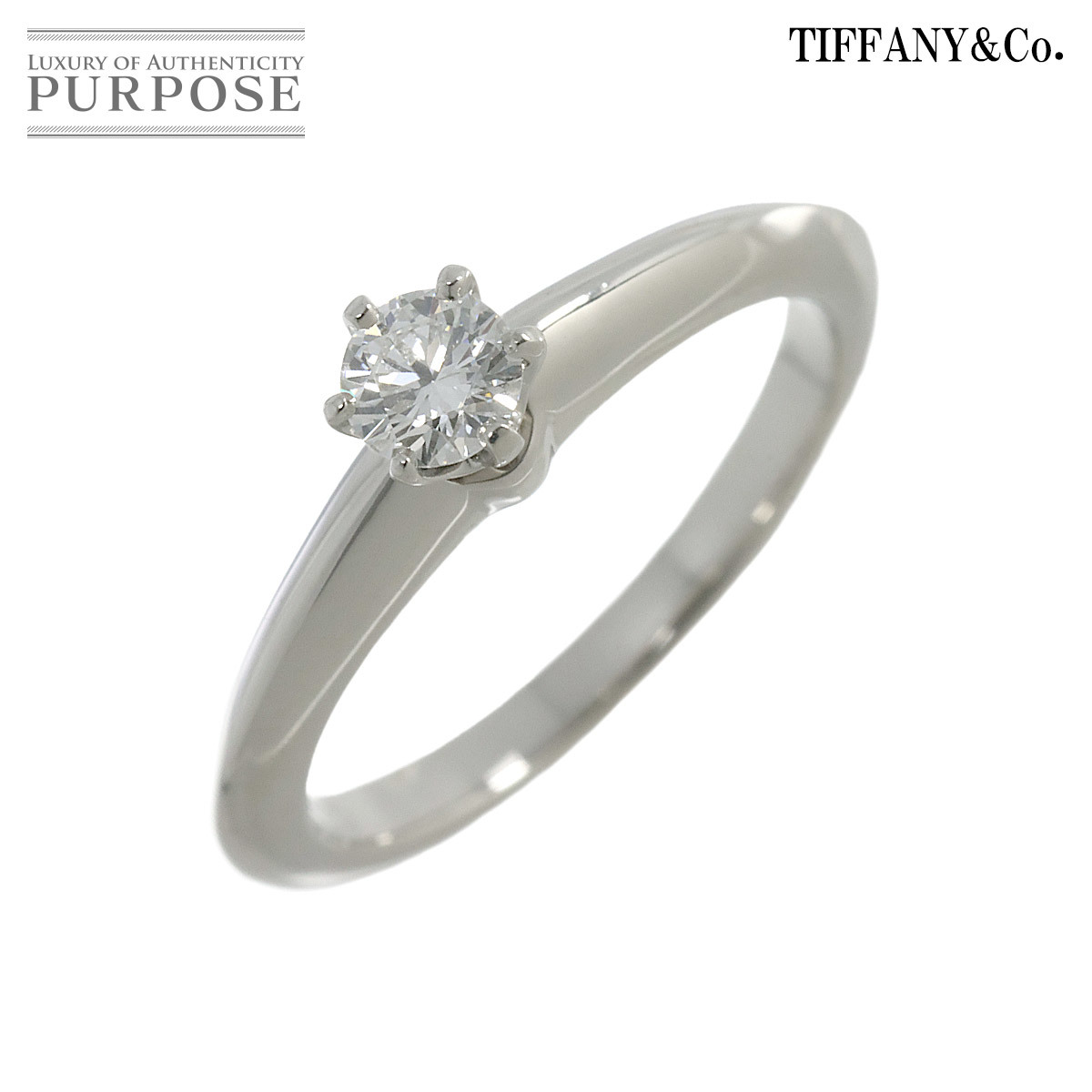 ティファニー TIFFANY&Co. ソリティア ダイヤ 0.19ct F/VVS1/3EX 7号 リング Pt プラチナ 指輪 Diamond Ring【鑑定書付き】 90217332_画像1