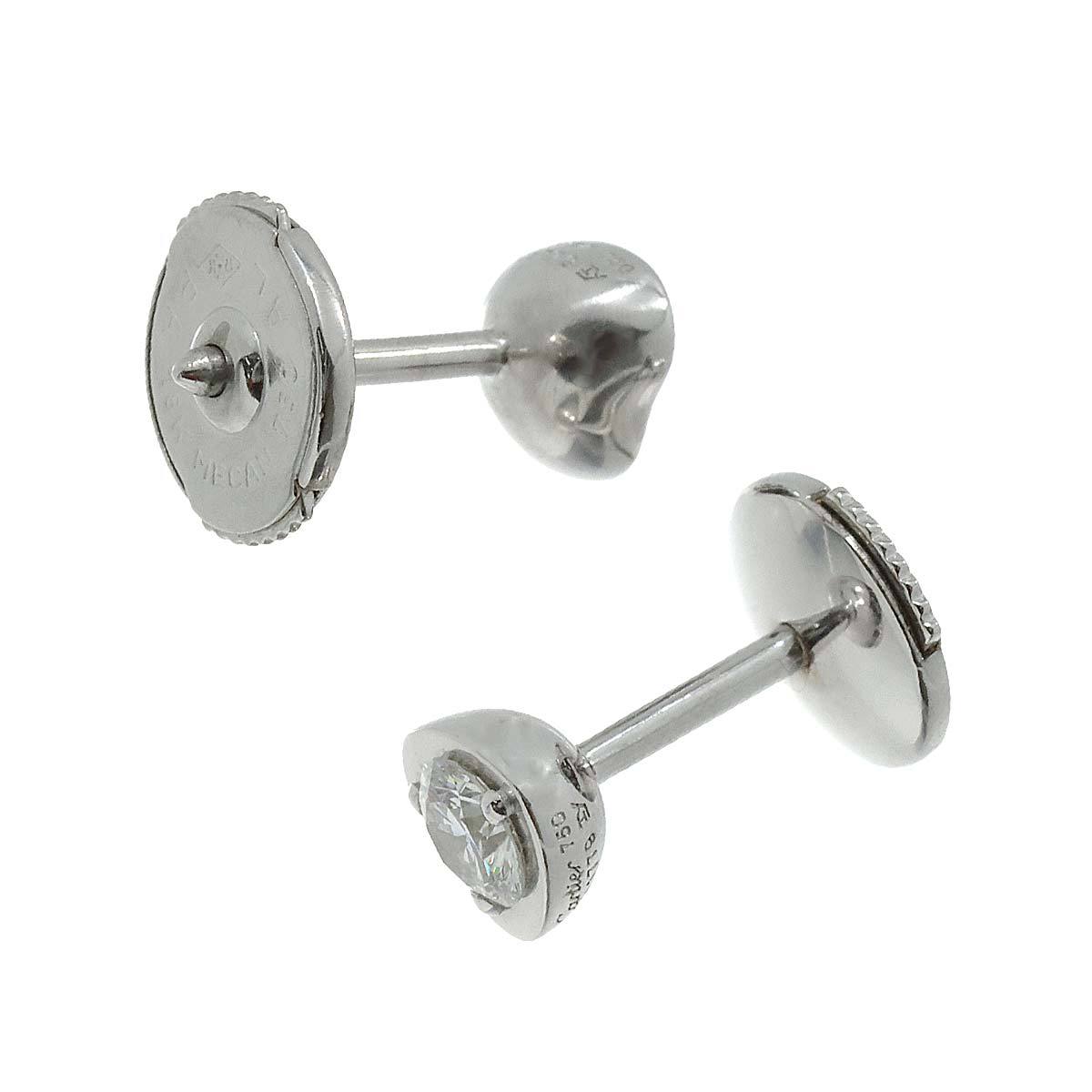 Auth Cartier Earrings d'Amour Heart Diamond 18K 750 White