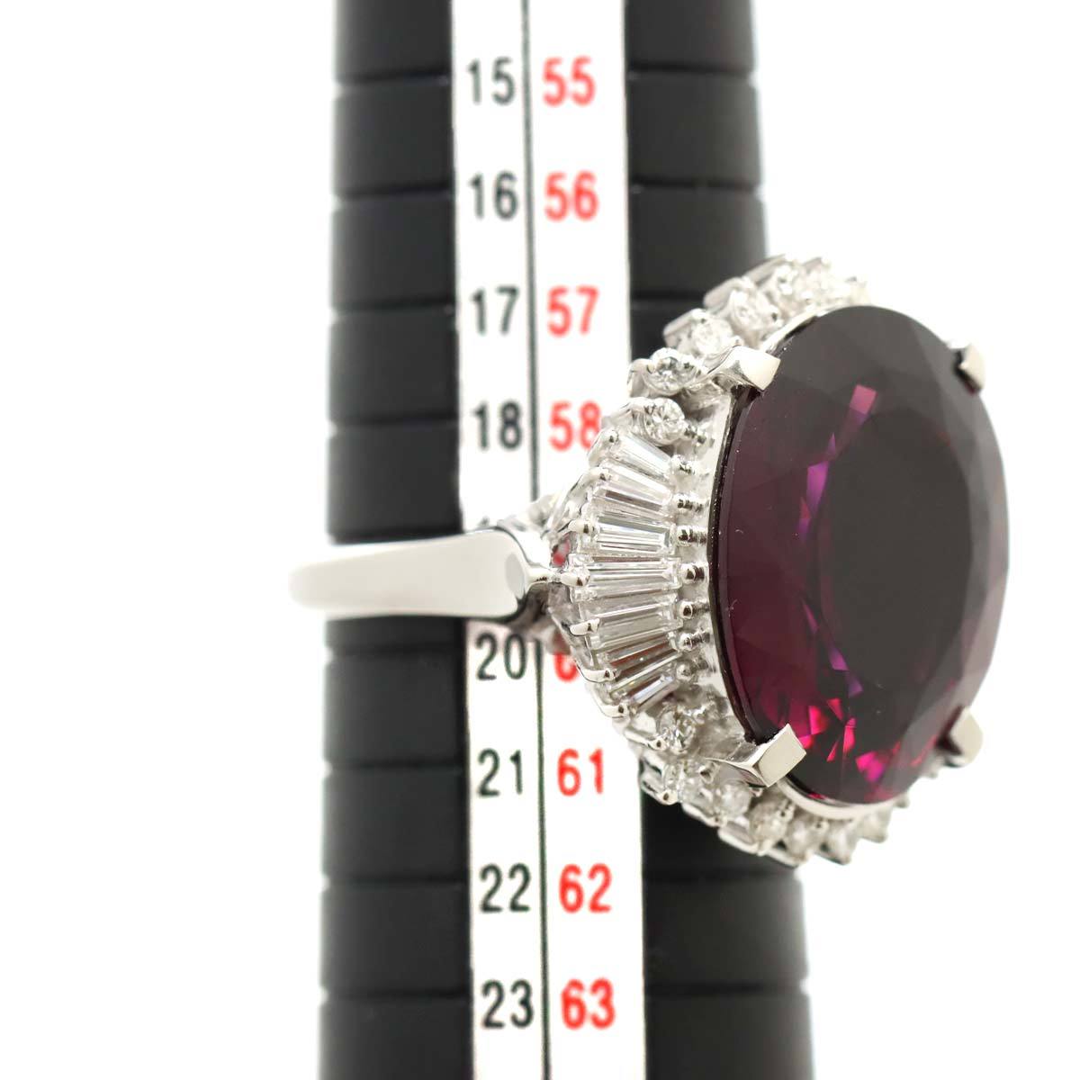 リング 19号 ガーネット 19.27ct ダイヤ 1.19ct Pt プラチナ 指輪 【ソーティング付】 Garnet Ring 90216812_画像7