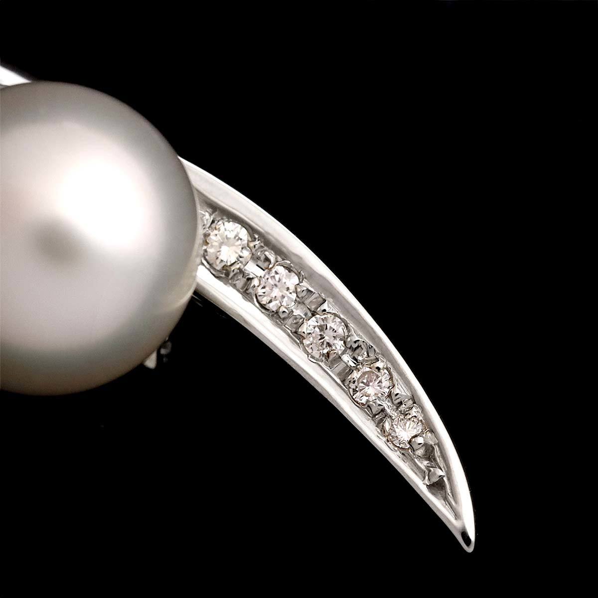 タサキ TASAKI 白蝶真珠 10.4mm ダイヤ 0.07ct ブローチ Pt プラチナ パール 田崎真珠 Brooch 90217516の画像7