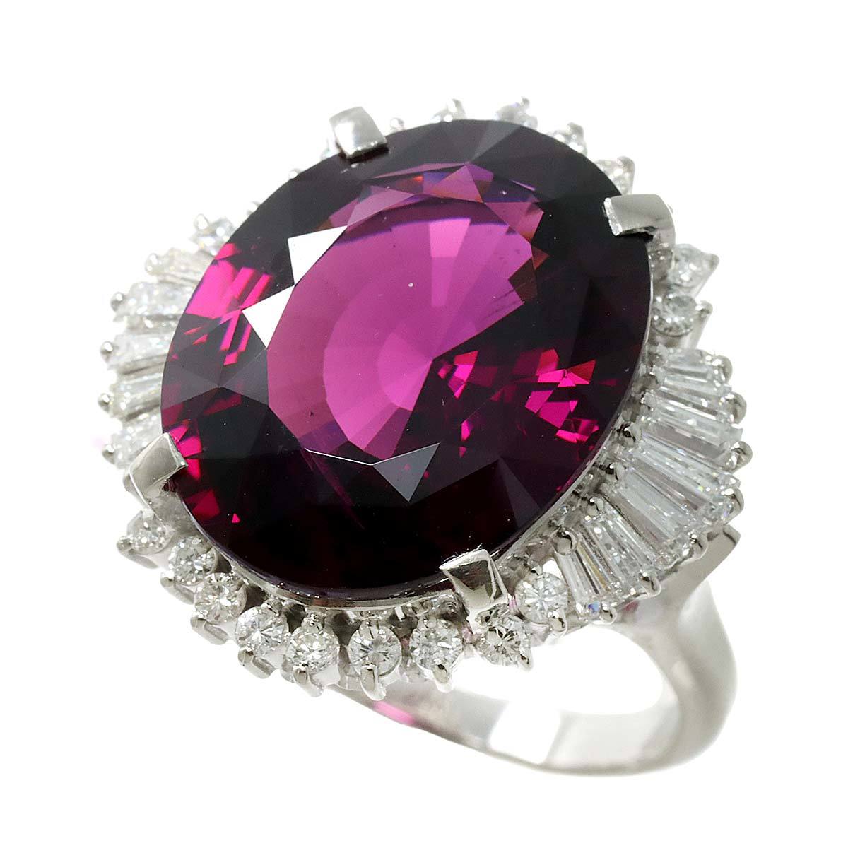 リング 19号 ガーネット 19.27ct ダイヤ 1.19ct Pt プラチナ 指輪 【ソーティング付】 Garnet Ring 90216812_画像3