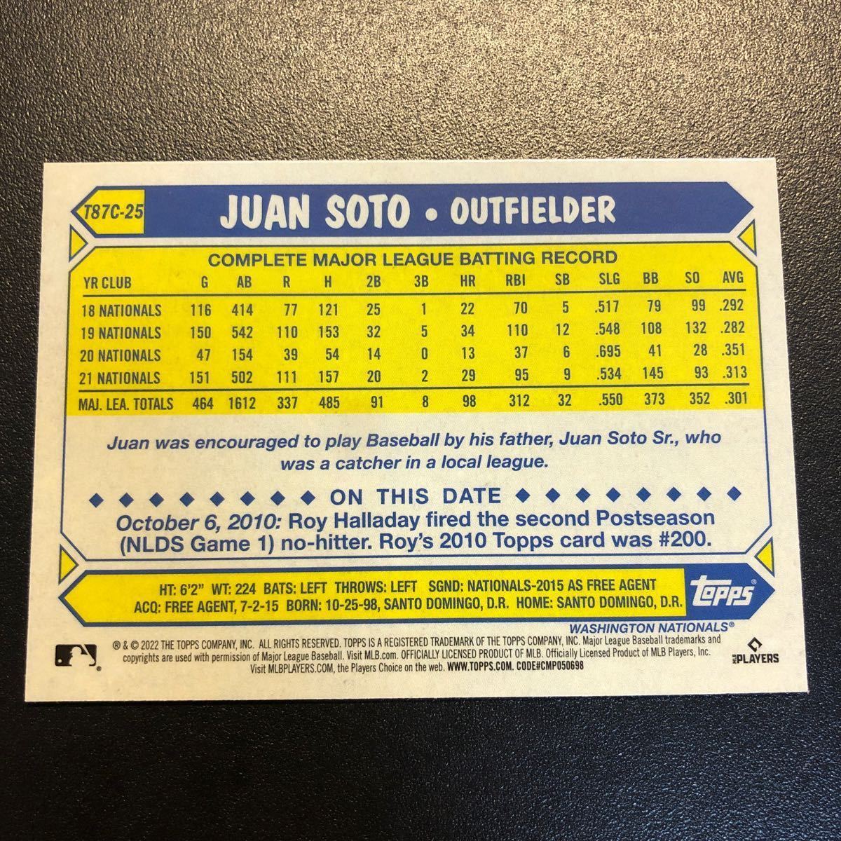 Juan Soto 2022 Topps Series 1 #T87C-25 Silver Pack Chrome Mojo Nationals Yankees_画像6