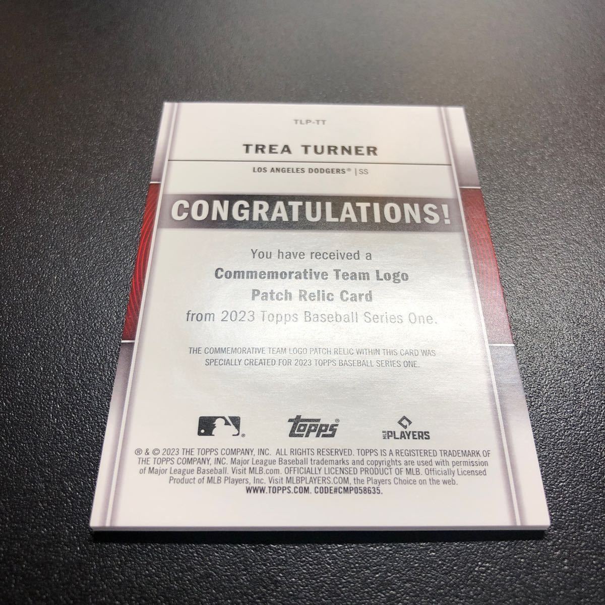 Trea Turner 2023 Topps Series1 #TLP-TT Commemorative Team Logo Patch Relic Card Dodgers Phillies_画像10