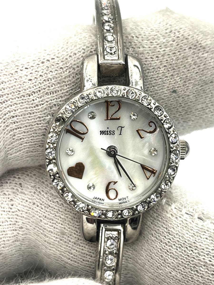 【電池切れ】Miss T　VM10482　シェル文字盤　ラインストーン　クォーツ　腕時計　レディース　ケース幅2.0　