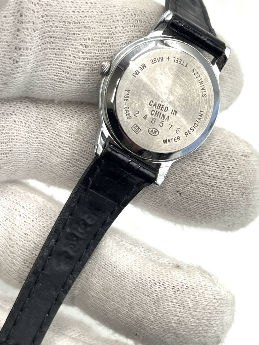 【電池切れ】SEIKO セイコー ALBA アルバ クォーツ 腕時計 白文字盤 ラウンド レザーベルト レディース Y136-6A80_画像2